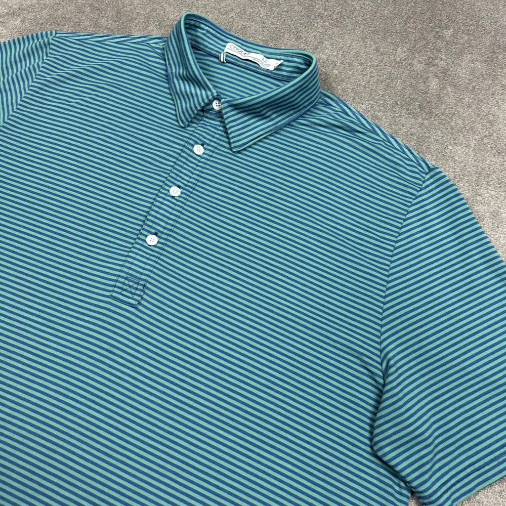 Criquet Polo Shirt Mens 2XL Blue Green Short Sleeve 4 Button Poly Cotton Stretch